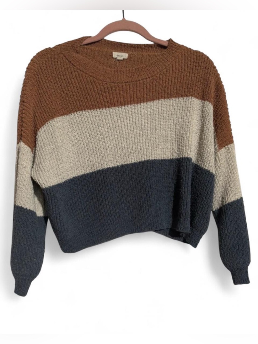 Dreamers by Debut Colorblock Cropped Chunky Knit Sweater XS